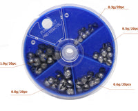 Fishing Split Sinkers Kit, 5 Sizes Round Split Shot Weights, Detachable Lead Fishing Sinkers