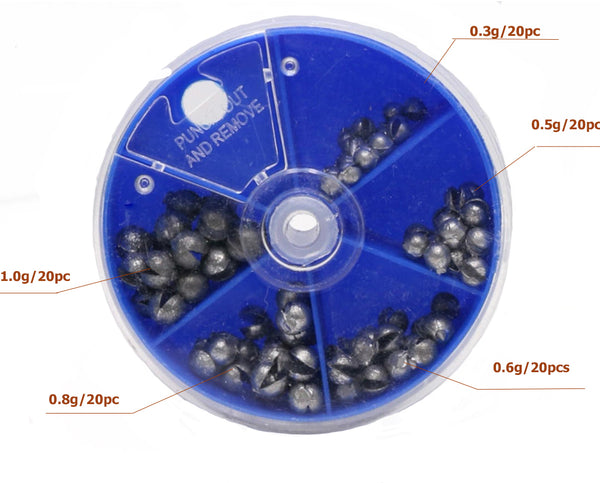 Fishing Split Sinkers Kit, 5 Sizes Round Split Shot Weights, Detachable Lead Fishing Sinkers