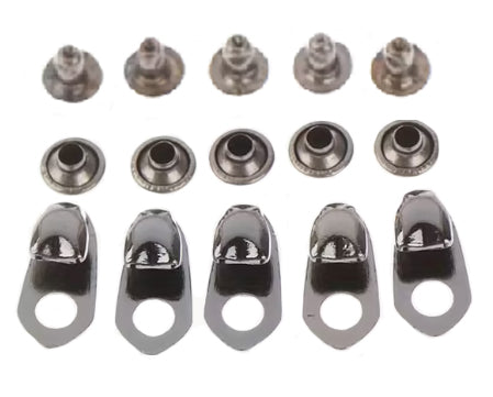 5pcs Shoe Lace Hooks With Rivets For Outdoor Footwear, Avail In Gun Black/ Gold Color