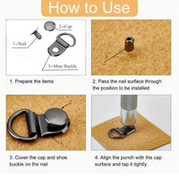 5 sets Brass Boot Lace Hooks for Climbing And Outdoor Footwear with Rivets Oval Gunmetal, Avail in Gun Black/ Bronze