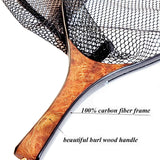 100% Carbon Frame Fly Fishing net with beautiful Burl wood handle