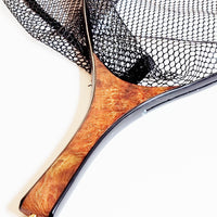 Fly Fishing net, beautiful Burl wood handle with 100% carbon frame.