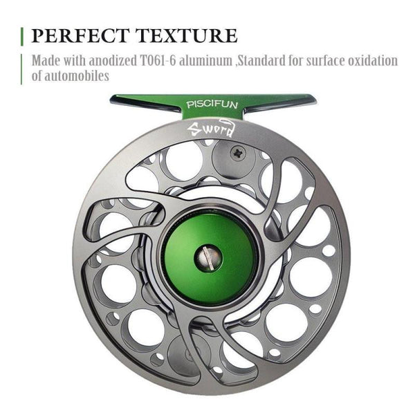 Branded PISCIFUN High Quality Sword Fly Fishing Reel with CNC-machined Aluminum Alloy Body,Available In #3/4,#5/6 and #7/8